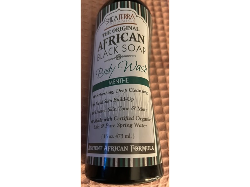 Shea Terra Organics The Original Black Soap Body Wash, Menthe, 16 oz/473 mL