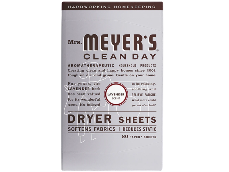 Mrs. Meyer's Clean Day Dryer Sheets, Lavender, 80 Sheets, Pack Of 12