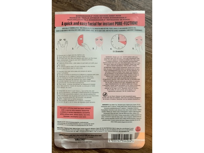 Soap & Glory The Fab Pore Refining Sheet Mask, Clear, 1.0 oz/29 g