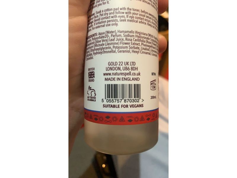 Nature Spell Anti-Aging Witch Hazel Facial Toner, JAsmine, 6.76fl oz/200 mL