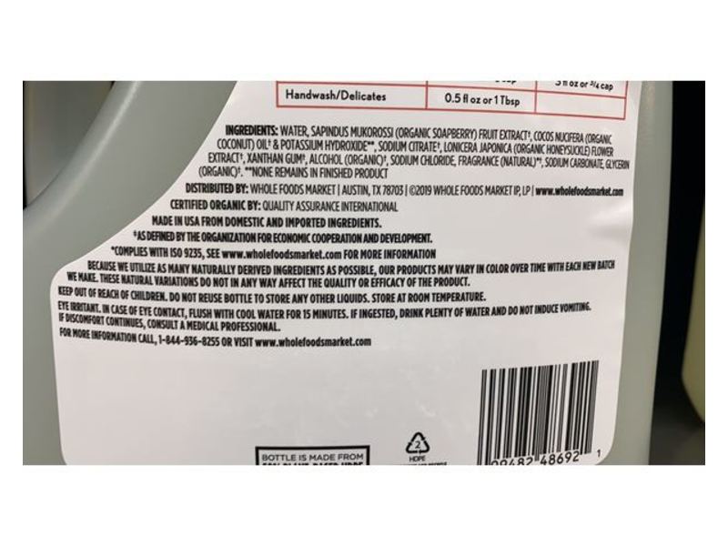 Whole Foods Market Organic Laundry Detergent, Citrus Geranium, 133 Loads, 200 fl oz/5.91 L