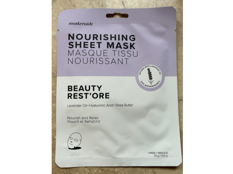 Maskerside Nourishing Sheet Mask, Lavender Oil + Hyaluronic Acid & Shea Butter, 0.9 oz/25 g, Pack Of 5