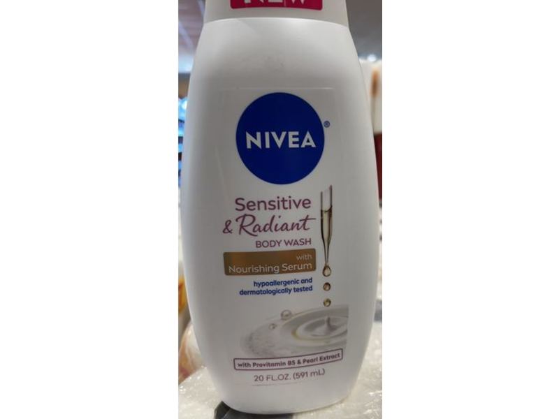 Nivea Sensitive & Radiant Body Wash, Nourishing Serum, 20 fl oz/591 mL