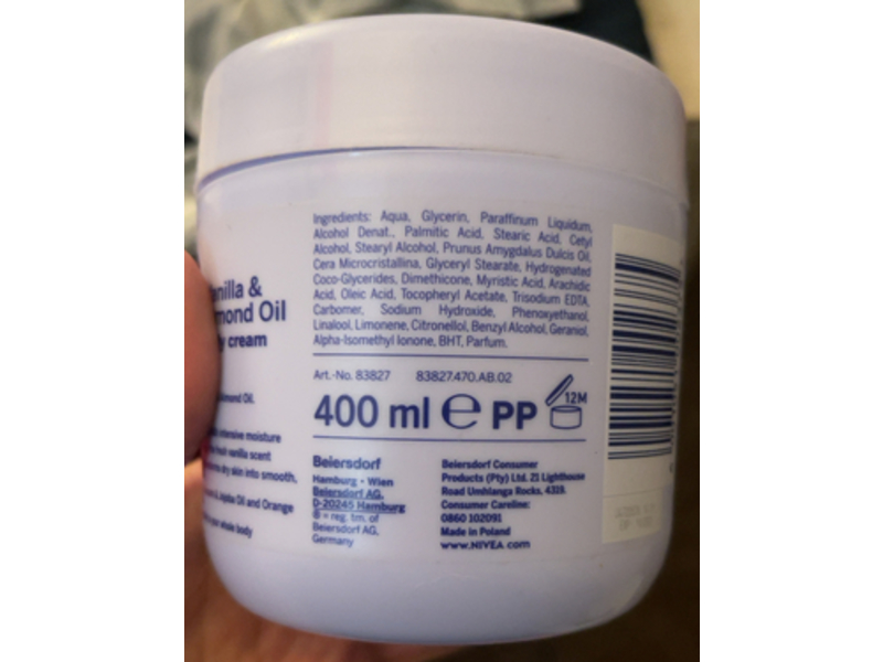 Nivea Vanilla Almond Oil Body Cream, 13.52 oz/400 mL