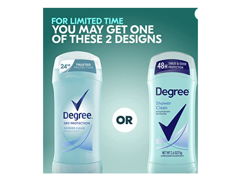 Degree Dry Protection Shower Clean 24 hr Antiperspirant Deodorant, 2.6 oz/74 g