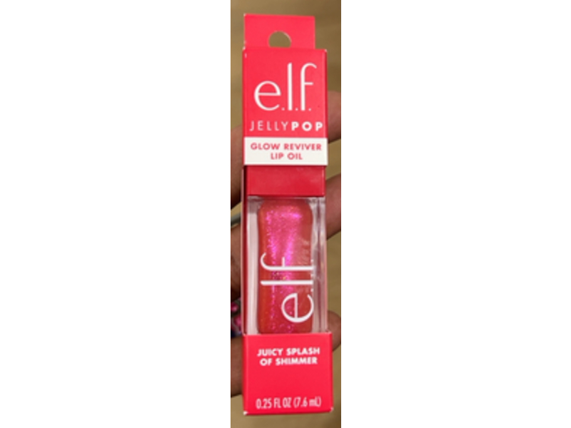 e.l.f. Cosmetics Jelly Pop Glow Reviving Lip Oil, Juicy Splash Of Shimmer Watermelon Scent, 0.25 fl oz/7.6 mL