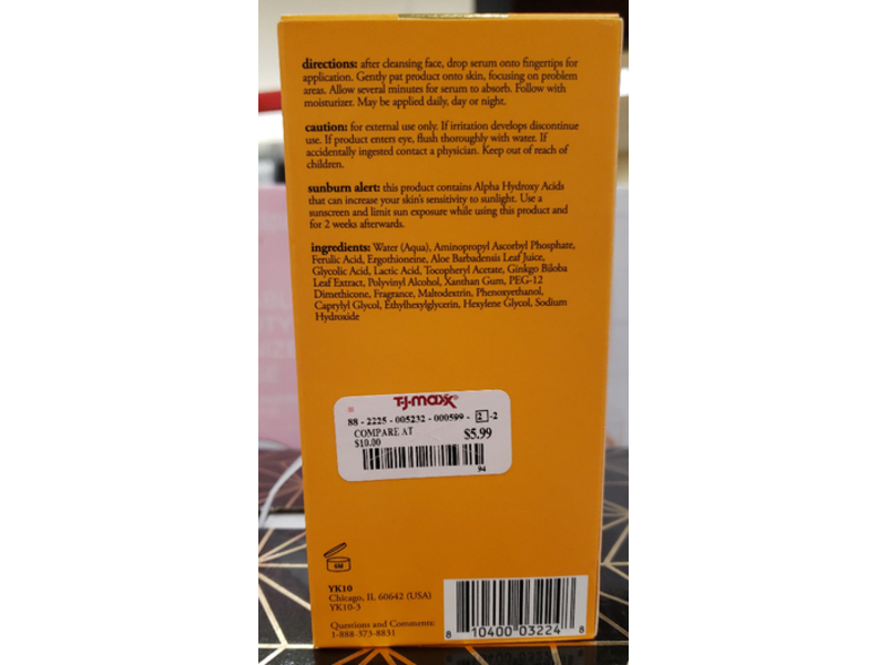 YK10 Anti - Aging Face Serum, Vitamin C, 1.75 fl oz/52 mL