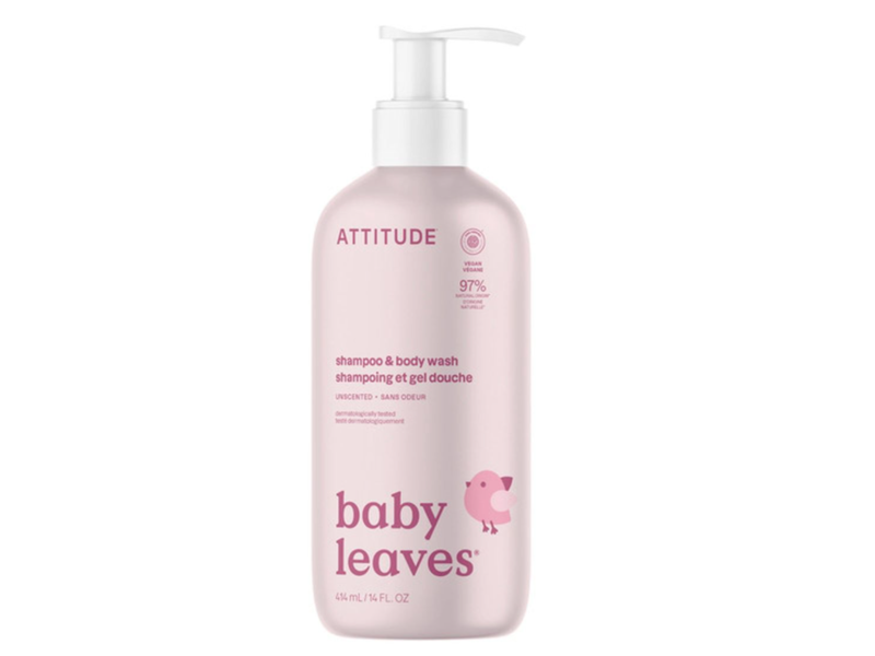 Attitude Baby Leaves Shampoo & Body Wash, Unscented, 14 fl oz/414 mL