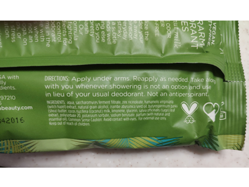 Pacifica Underarm Deodorant Wipes