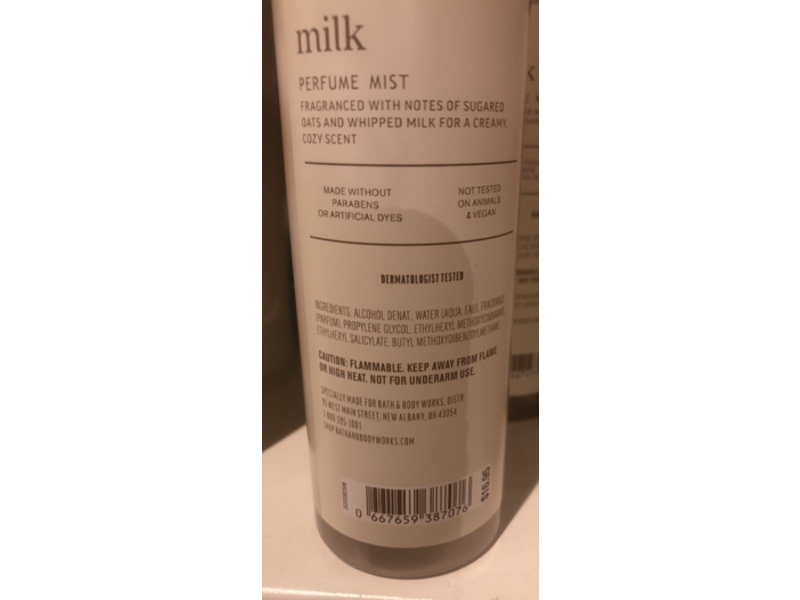 Bath & Body Works Milk Perfume Mist, 6 fl oz/177 mL