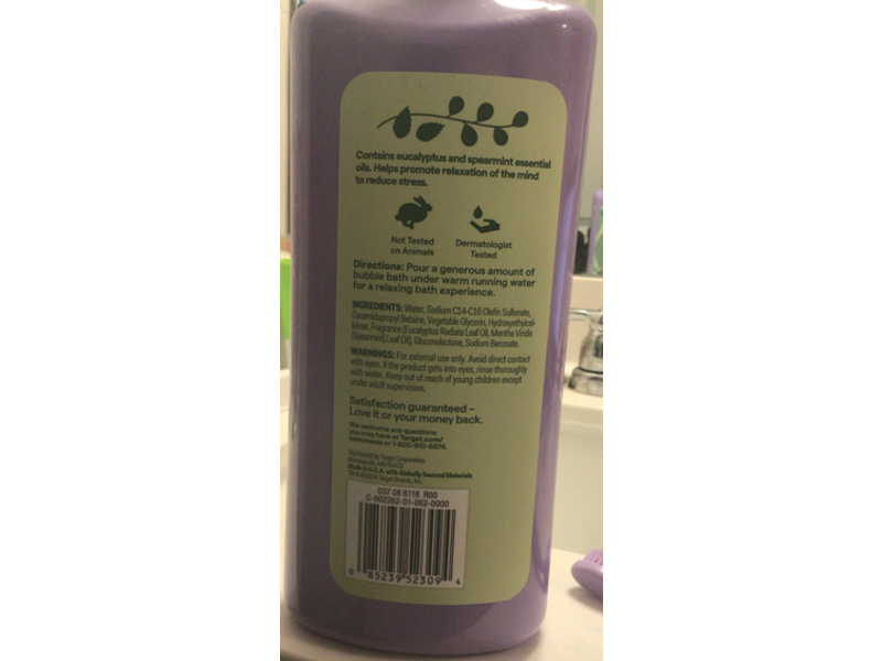 Up&Up Refreshing Foaming Bubble Bath, Eucalyptus & Spearmint Scent, 34 fl oz/1006 mL