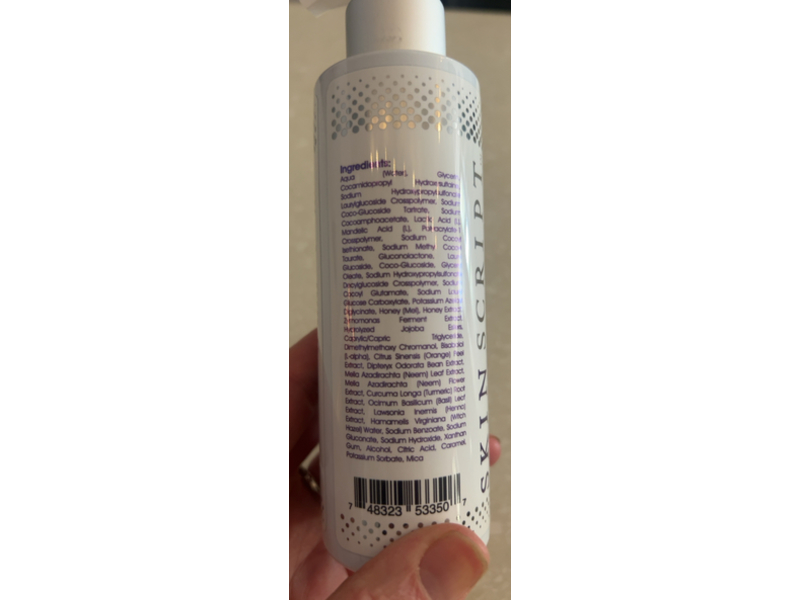 Skin Script Honey Brightening Cleanser, Mendelic +Lactic Acids & Black Beeome, 6.4 fl oz/190 mL