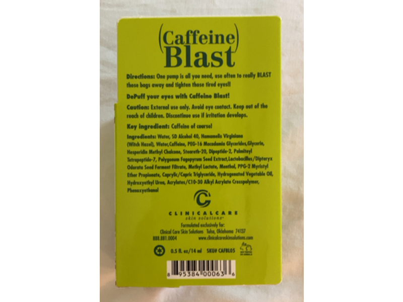 Clinical Care Skin Solutions Eye Gel, Caffeine Blast, 0.5 fl oz/14 mL