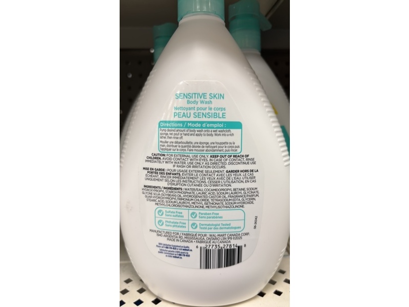 Equate Body Wash, Sensitive Skin, 1 L