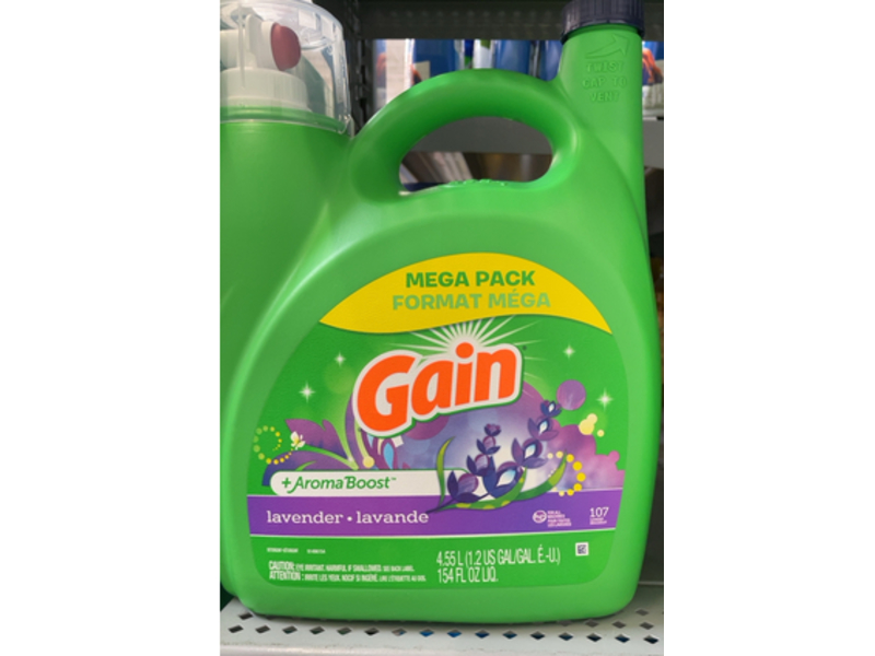 Gain + Aroma Boost Liquid Laundry Detergent, Lavender, 107 Loads, 154 fl oz/4.55 L