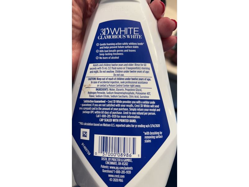 Crest 3D Whitening Mouthwash, Arctic Mint, 16 fl oz/473 mL