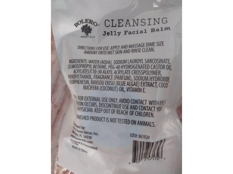 Bolero Beverly Hills Jelly Cleansing Facial Balm, Blue Algae + Coconut Oil, 7 fl oz/50.2 mL