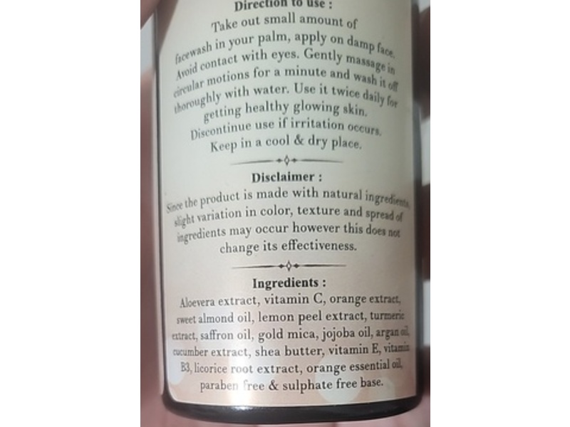 Unisaif Truffle 24K Gold Organic Face Wash with Vitamin C, 3.38 fl oz/100 mL