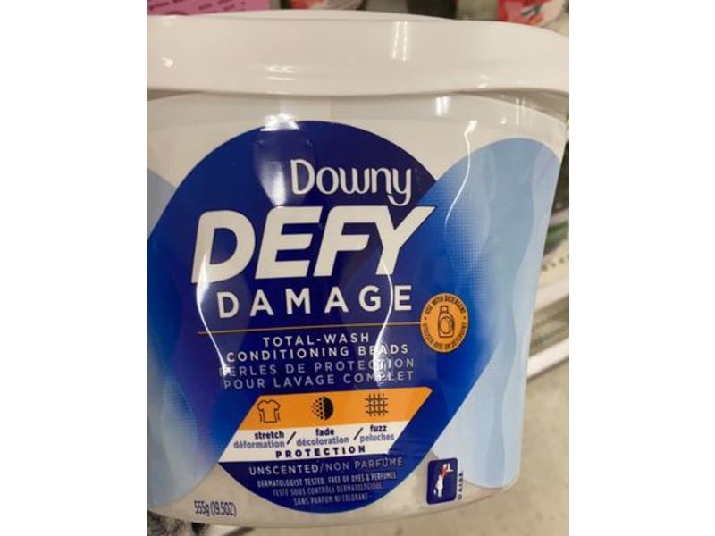 Downy Defy Damage Total Wash Conditioning Beads, Unscented, 19.5 oz/555 g