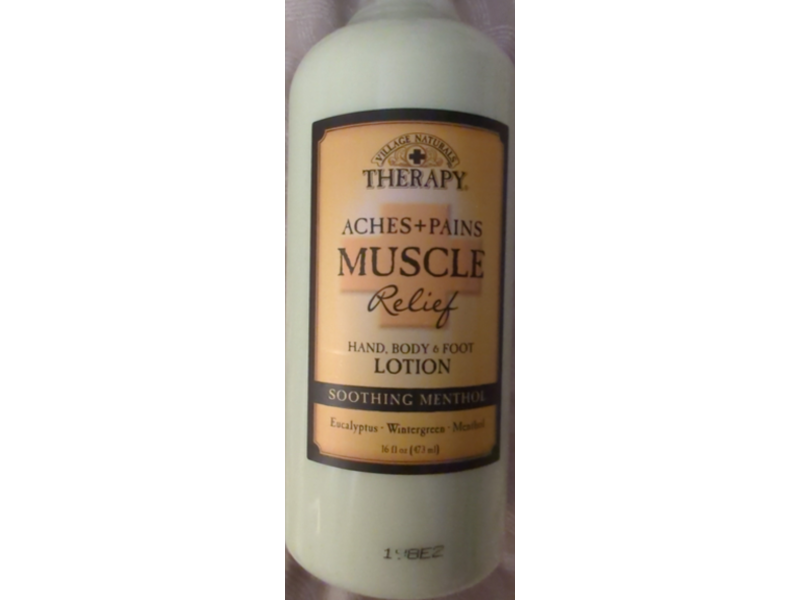 Village Naturals Therapy Aches + Pains Muscle Relief Body Lotion, Soothing Menthol, 16 fl oz/473 mL, Pack Of 2