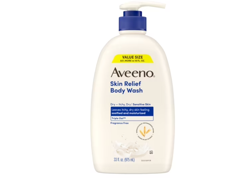 Aveeno Skin Relief Body Wash, 33 fl oz/975 mL.