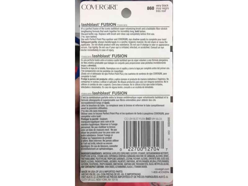 CoverGirl LashBlastFusion Mascara, Very Black 860, 0.44 oz (Pack of 6)