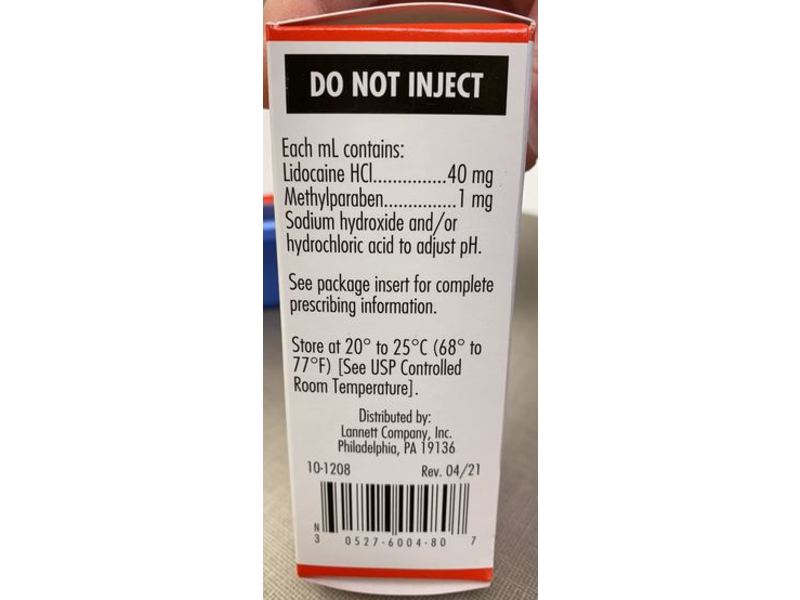 Lidocaine Hydrochloride Topical Solution, USP 4%, 50 mL Lannett (RX)