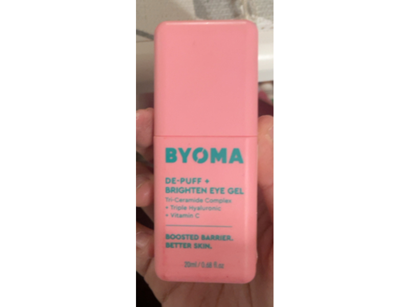 Byoma De-Puff + Brighten Eye Gel, Tri-Ceramide Complex, Triple Hyaluronic & Vitamin C, 0.68 fl oz/20 mL