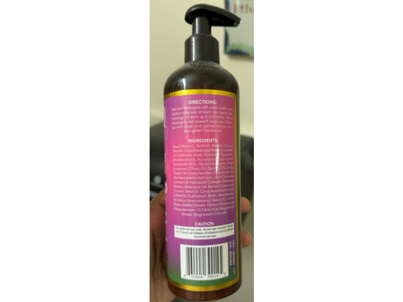 Blaq Luxury Sage & Lychee Repair & Strengthen Shampoo, Nettle Leaves & Biotin, 12 fl oz/355 mL