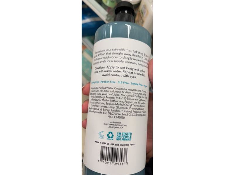 Beverly Hills Hyaluronic Acid Hydrating Body Scrub & Wash, 33.98 fl oz/1 L