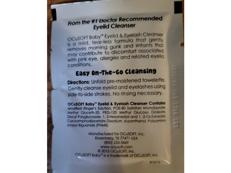 Ocusoft Baby Eyelid & Eyelash Cleanser, 20 Count