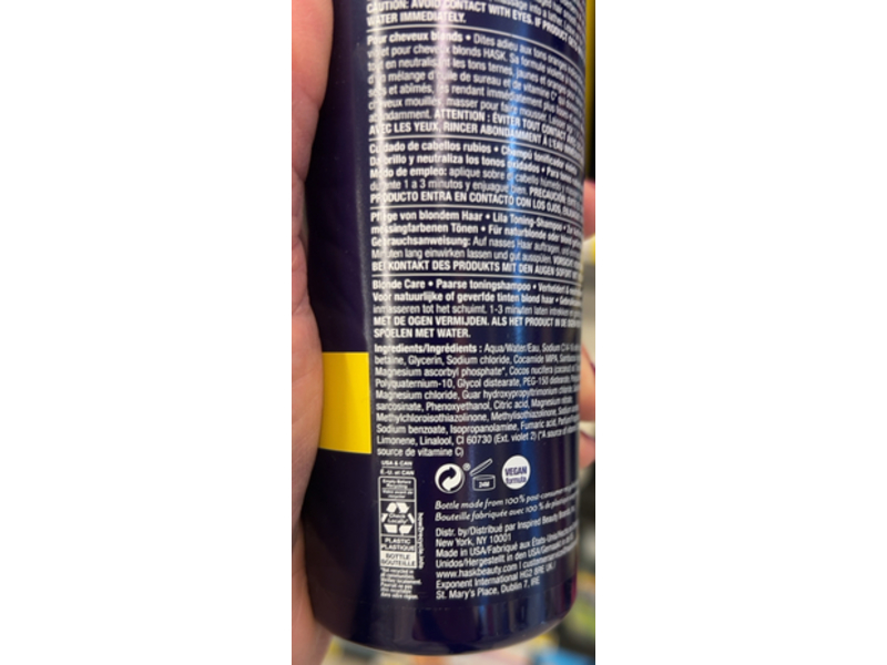 Hask Blonde Care Purple Toning Shampoo, Elderberry Oil & Vitamin C, 12 fl oz/355 mL