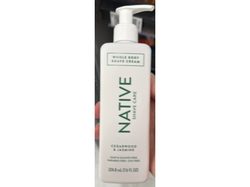Native Whole Body Shave Cream, Cedarwood & Jasmine, 7.6 fl oz/224.8 mL