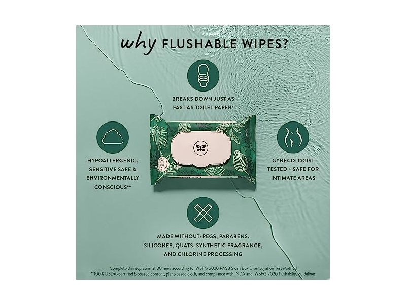 The Honest Company Plant-Based Flushable Wipes, 42 Count