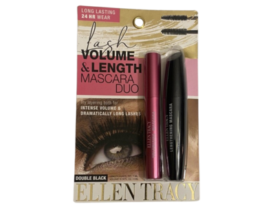 Ellen Tracy Intense Lengthening Mascara & Volumizing Mascara, Double Black, 0.24 fl oz/7 mL
