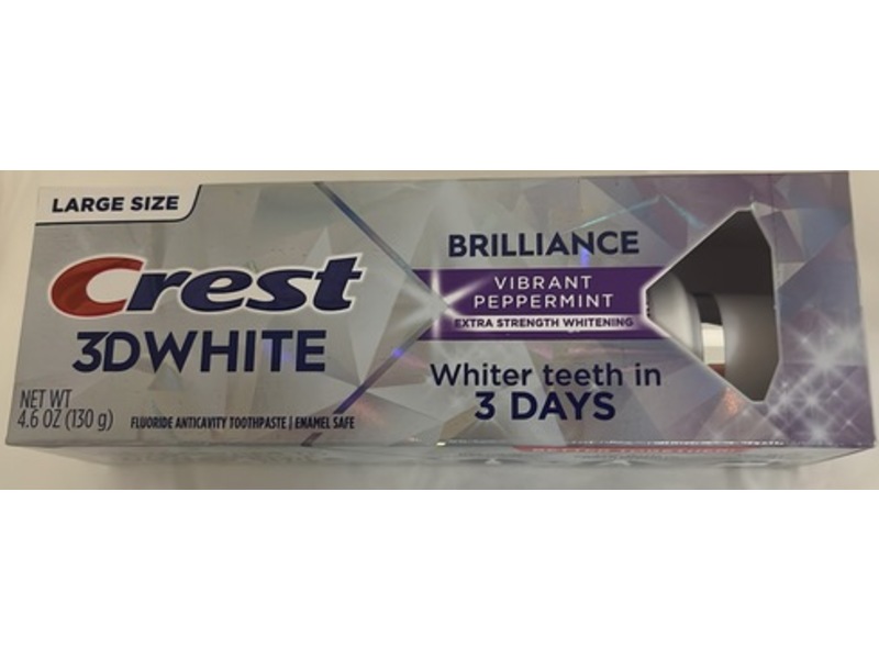 Crest 3D White Fluoride Anticavity Toothpaste, Vibrant Peppermint, 4.6 fl oz/130 g