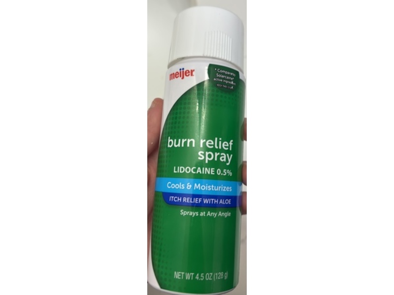 Meijer Burn Relief Spray, Lidocaine 0.5%, Aloe, 4.5 oz/128 g
