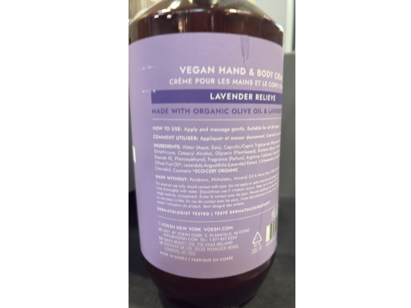 Voesh Hand & Body Creme, Lavender Relieve, 28 fl oz/829 mL
