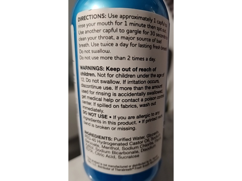 Rite Aid Fresh Breath Oral Rinse, Ice Mint, 16 fl oz/473 mL