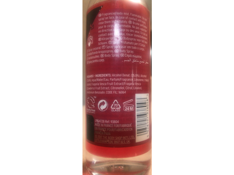 The Body Shop Strawberry Boby Mist, 3.3. fl oz/100 mL
