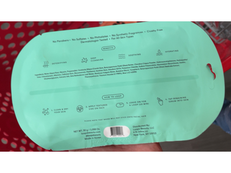 Loops Detoxifying Hydrogel Face Mask, Clean Slate, 1 Count