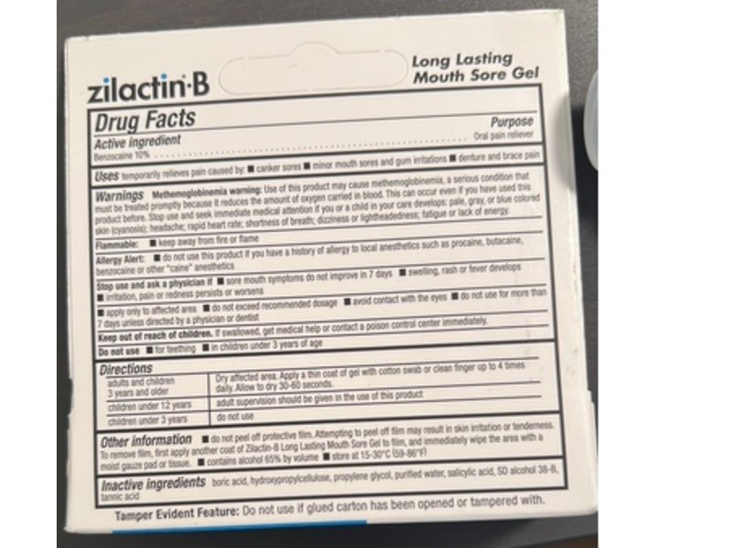 Zilactin-B 6 Hour Canker & Mouth Sore Relief Gel, 0.25 oz/7 g