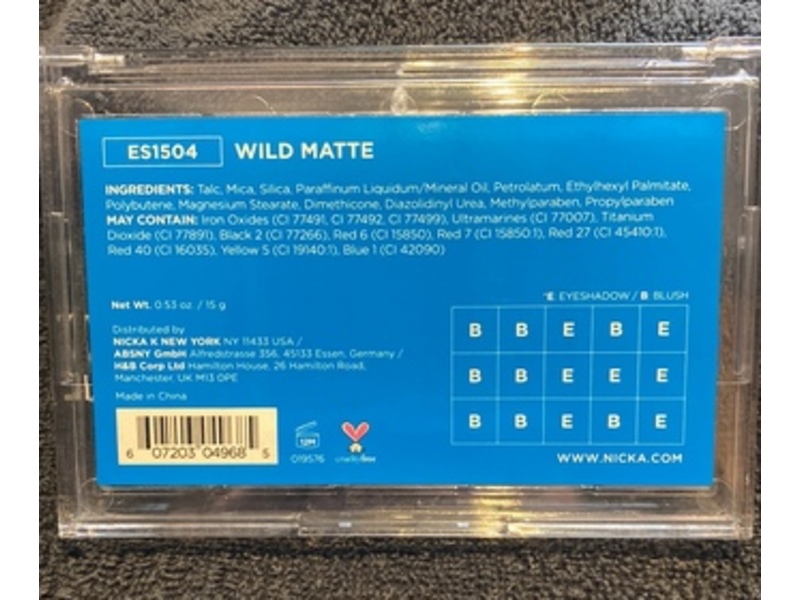 Nicka K New York 15 Color Palette, Wild Matte, 0.53 oz/15 g