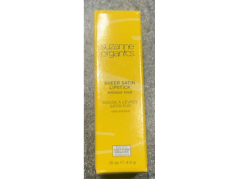 Suzanne Organics Sheer Satin Lipstick, Antique Rose, 0.15 oz/4.5 g