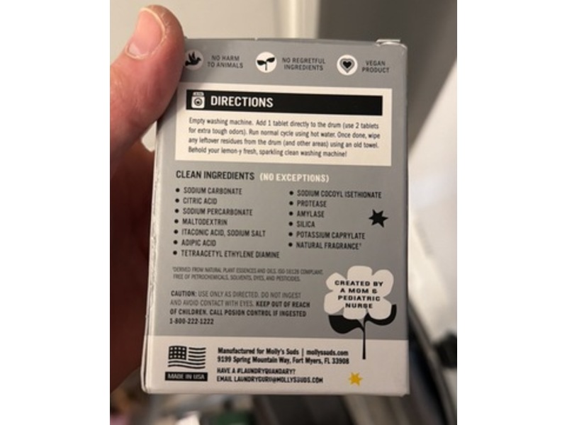 Molly's Suds Washing Machine Cleaner Tabs, Lemon, 5.3 oz, 6 Count