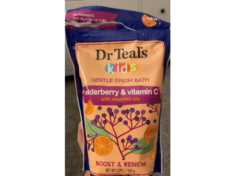 Dr Teal's Kids Gentle Epsom Bath, Elderberry & Vitamin E & Essential Oils, 909 g