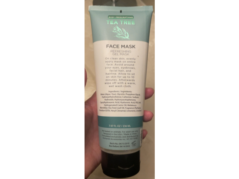 Body Prescriptions Refreshing Gel Face Mask, Tea Tree, 7.97 fl oz/236 mL