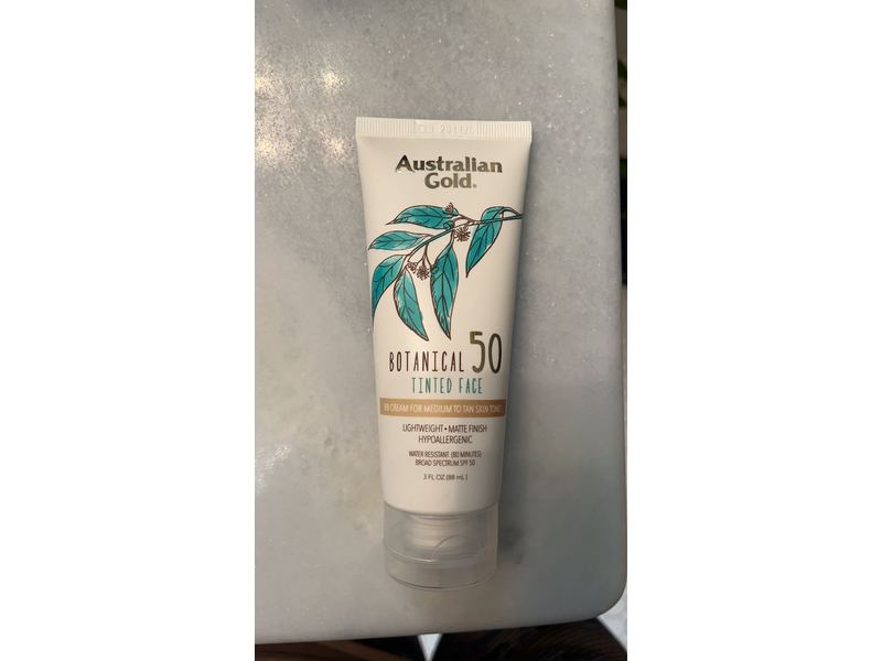 Australian Gold Botanical SPF 50 Tinted Face Sunscreen, Medium To Tan, 3 fl oz/89 mL
