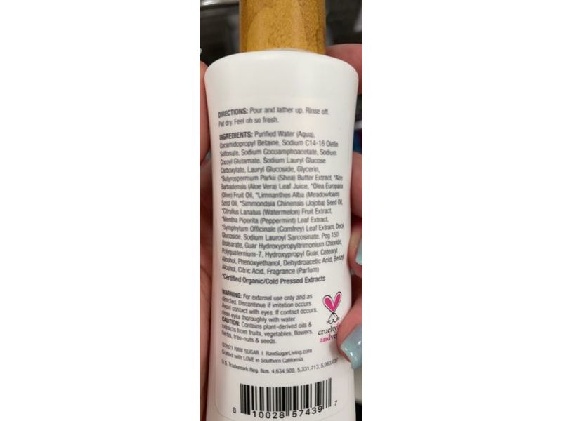 Raw Sugar Moisture Loving Body Wash, Watermelon + Fresh Mint, 3 fl oz/88 mL