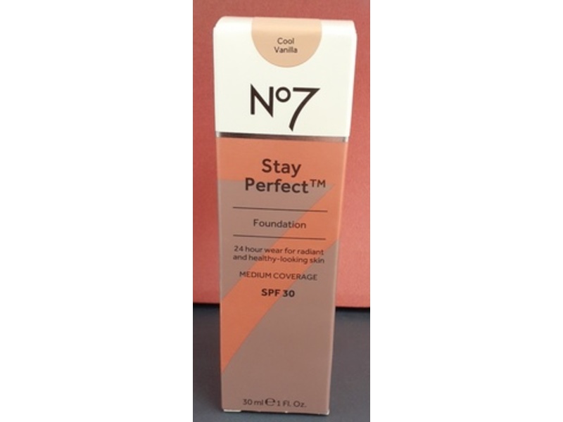 No7 Stay Perfect Foundation, SPF 30, Cool Vanilla, 1 fl oz/30 mL
